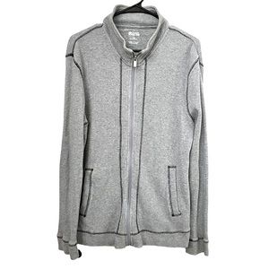 Michael Kors Gray Thermal Waffle Knit Long Sleeve Zip Sweater Size Large